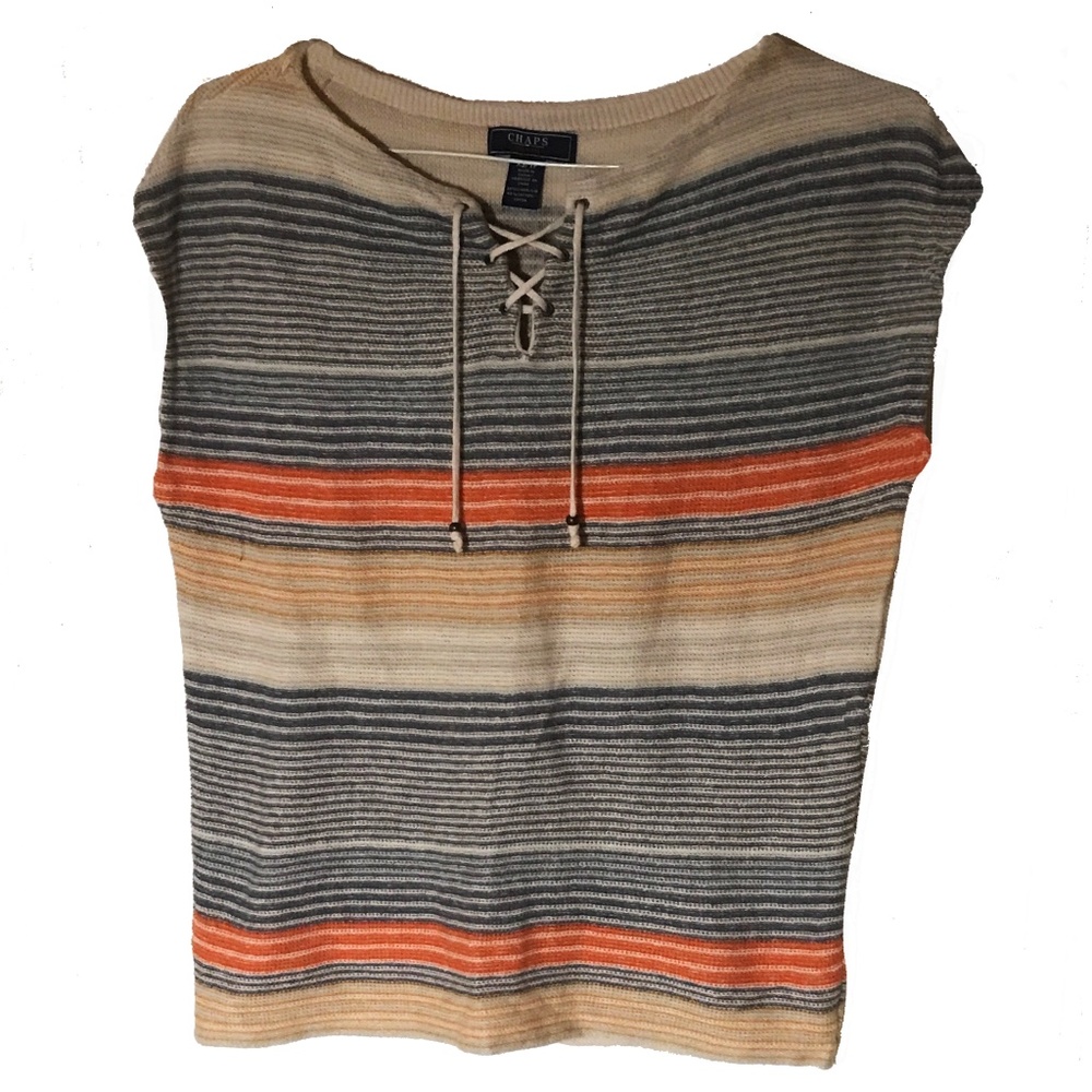 CHAPS LINEN COTTON BLEND TOP SIZE XS